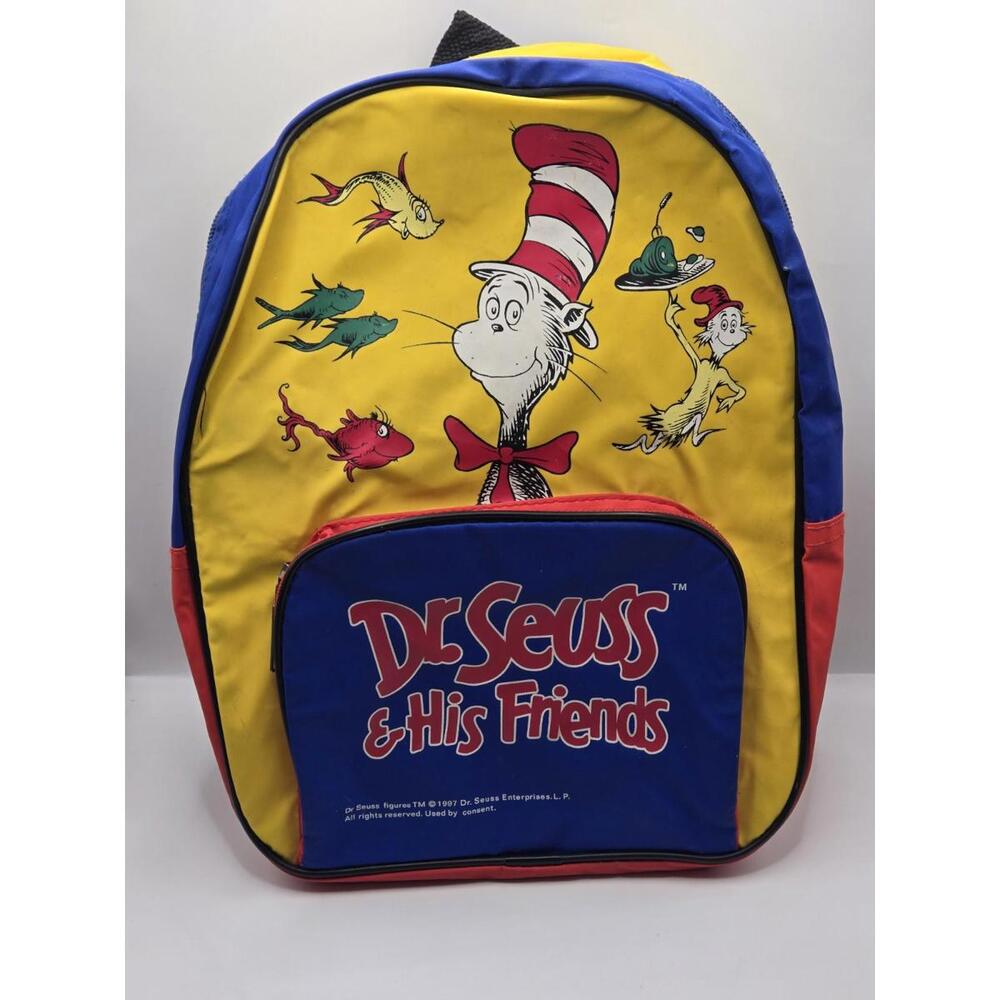 Dr. Seuss and His Friends Backpack Bookbag School Book Bag 1997 Cat In The Hat
